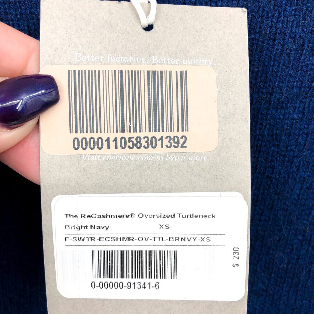 Everlane Womens The ReCashmere Oversized Turtleneck Sweater XS Navy Blue NWT - Picture 11 of 13